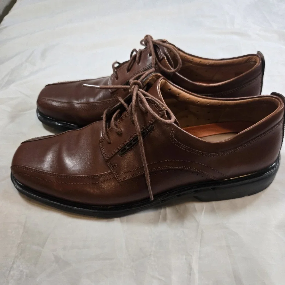 Clarks Unstructured Men's 12M Brown Leather Oxford Comfort Dress Shoes EU 46